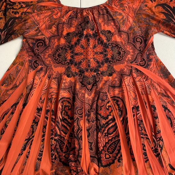 REINA Vintage Y2K Floral Top Womens Sublimation Flare Sleeve Heart Neck Sz 1 (M) - Picture 8 of 11